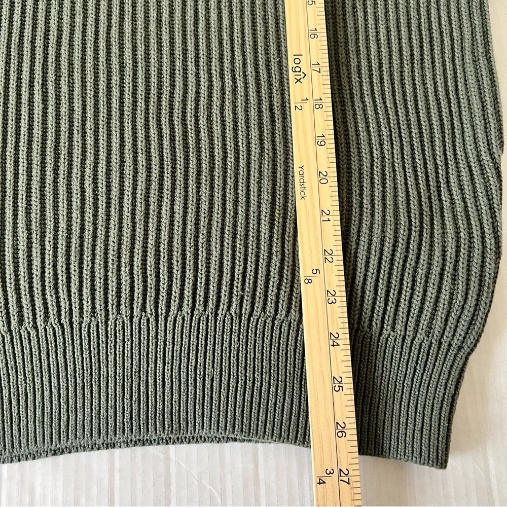 NWT J.Crew Heritage Ribbed Cotton Half Zip Mock Neck Sweater Olive Green Small